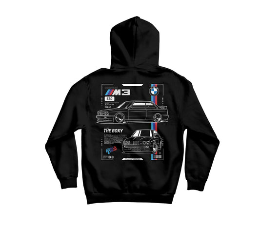 BMW E30 M3 Story Black Hoodie